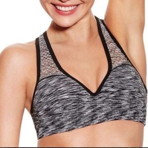 Victoria's Secret Black & White Space-Dye Racerback Sports Bra